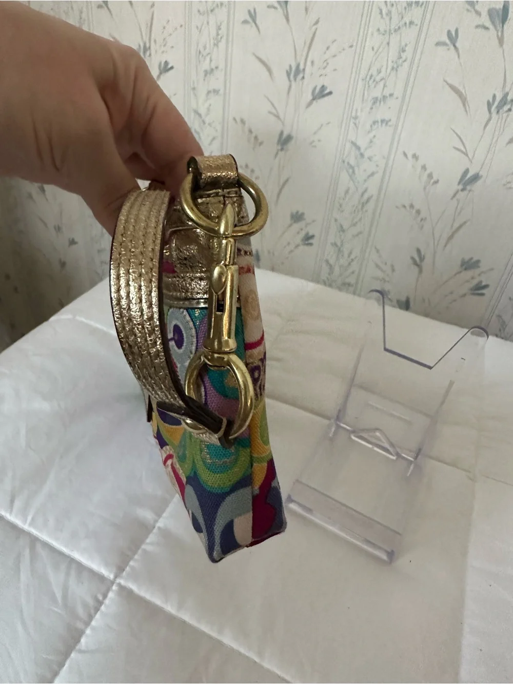 Coach Poppy Pop Art Wristlet with Gold Trim